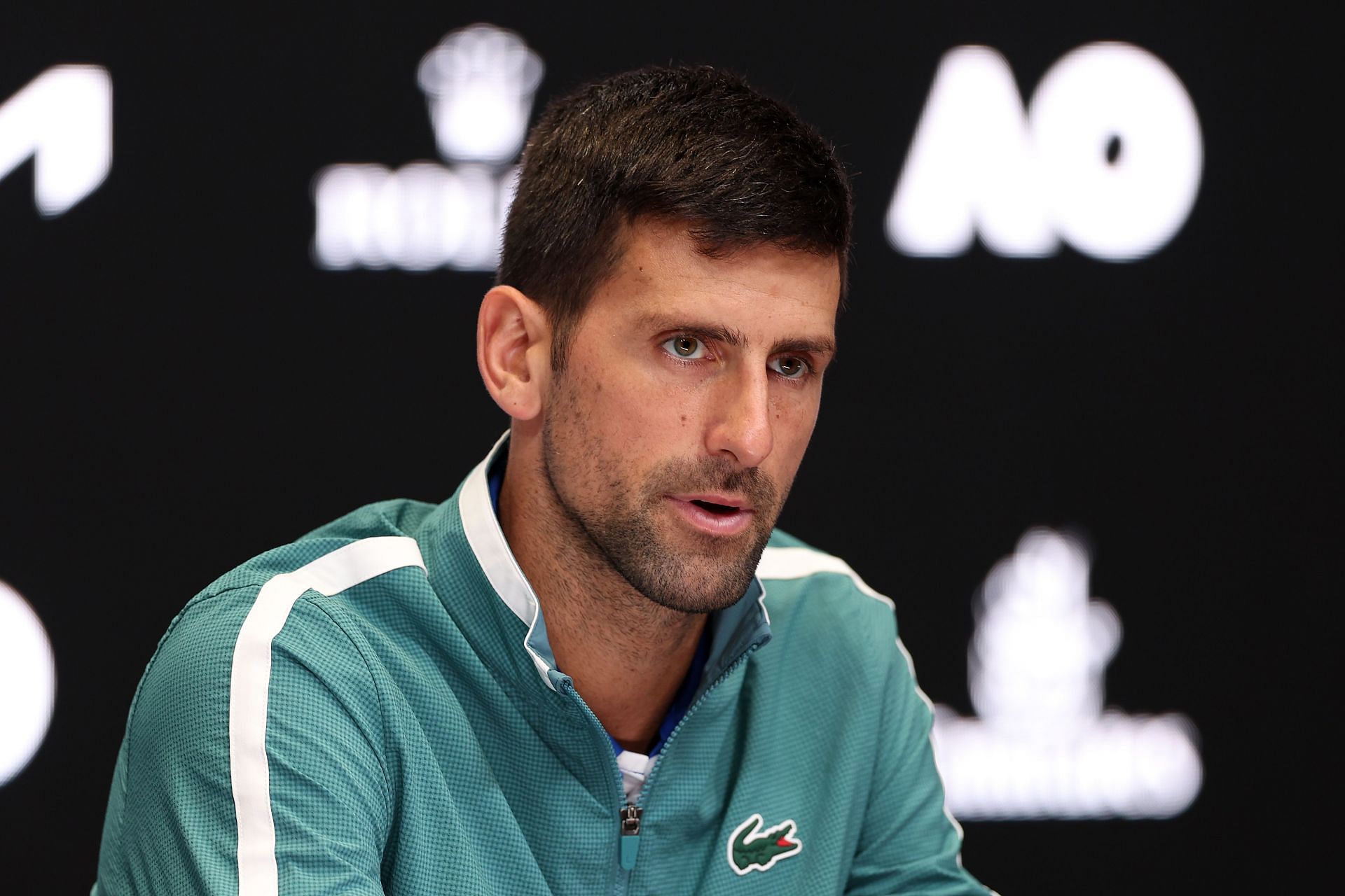 The Serb at a press conference